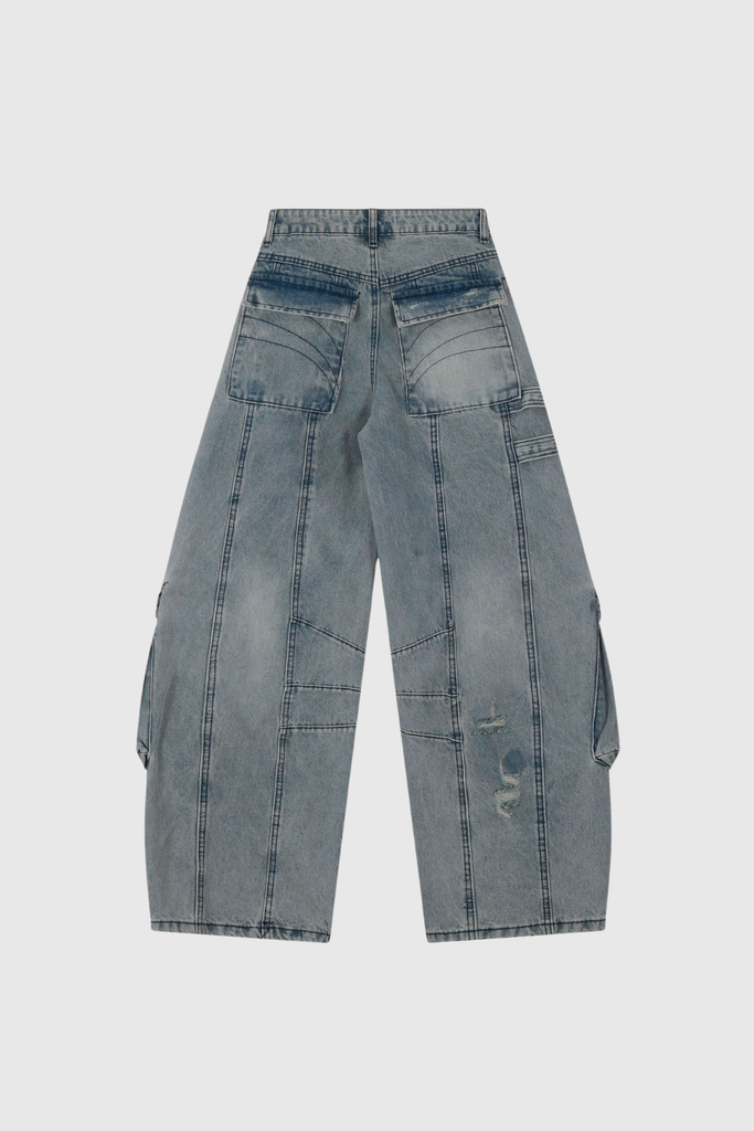 Stylish beautiful dress | Arella Ripped Asymmetric Wide Cargo Jeans - Ideal for special occasions