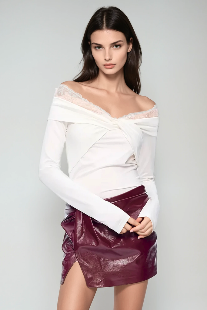 Shop  red dress - Perfect for special occasions | Arete Ruch Twist Short Leather Skirt In Red