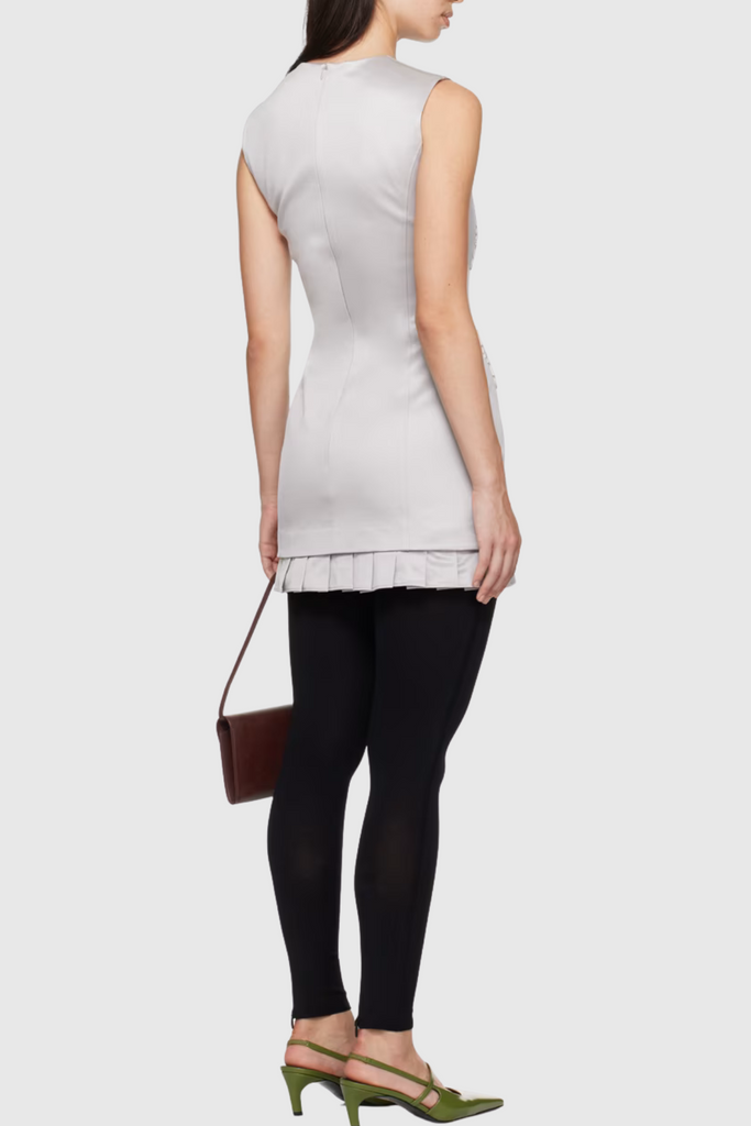 Shop  beautiful dress - Perfect for special occasions | Arethusa Floral Ruffle Sleeveless Mini Dress In Grey