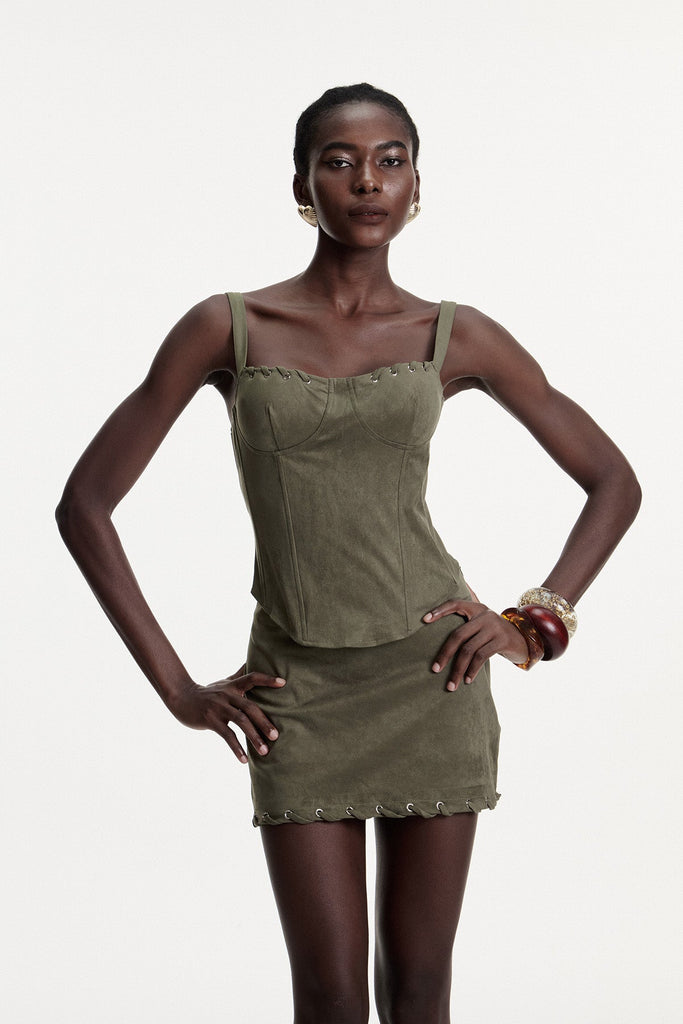 Shop  beautiful dress - Perfect for special occasions | Arezo Suede Rope Corset Skirt Set