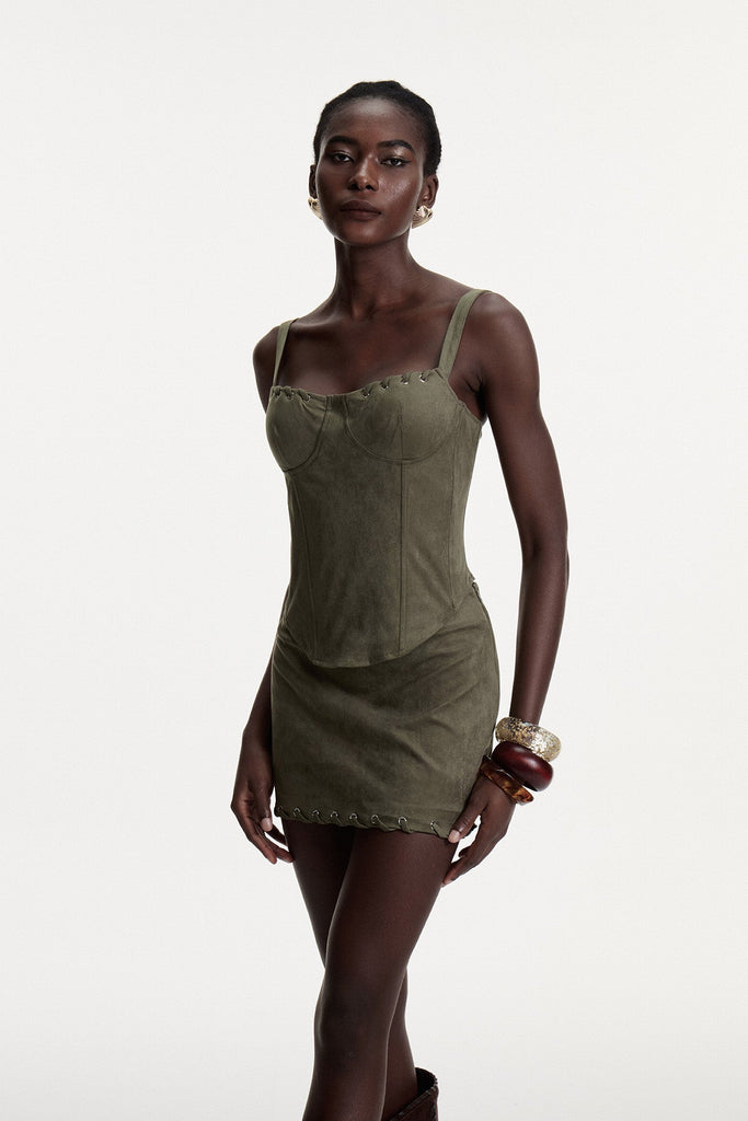 Shop  beautiful dress - Perfect for special occasions | Arezo Suede Rope Corset Skirt Set