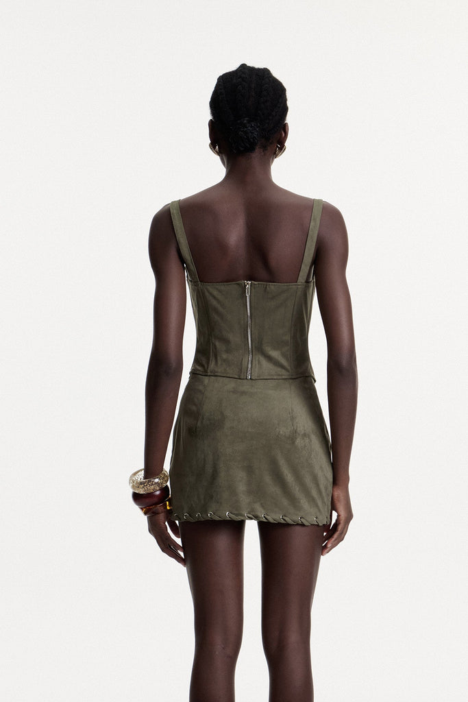 Stylish beautiful dress | Arezo Suede Rope Corset Skirt Set - Ideal for special occasions