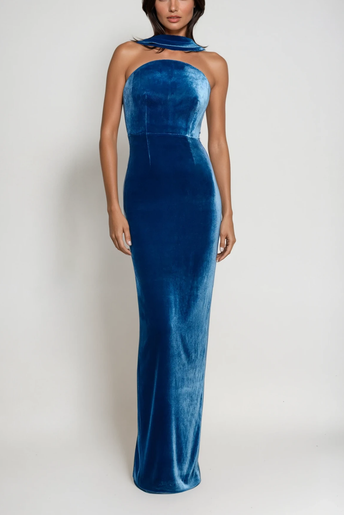 Stylish beautiful dress | Argyro Ruch Backless Split Velvet Maxi Dress - Ideal for special occasions