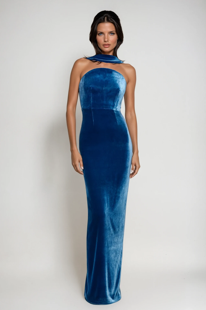 Stylish beautiful dress | Argyro Ruch Backless Split Velvet Maxi Dress - Ideal for special occasions