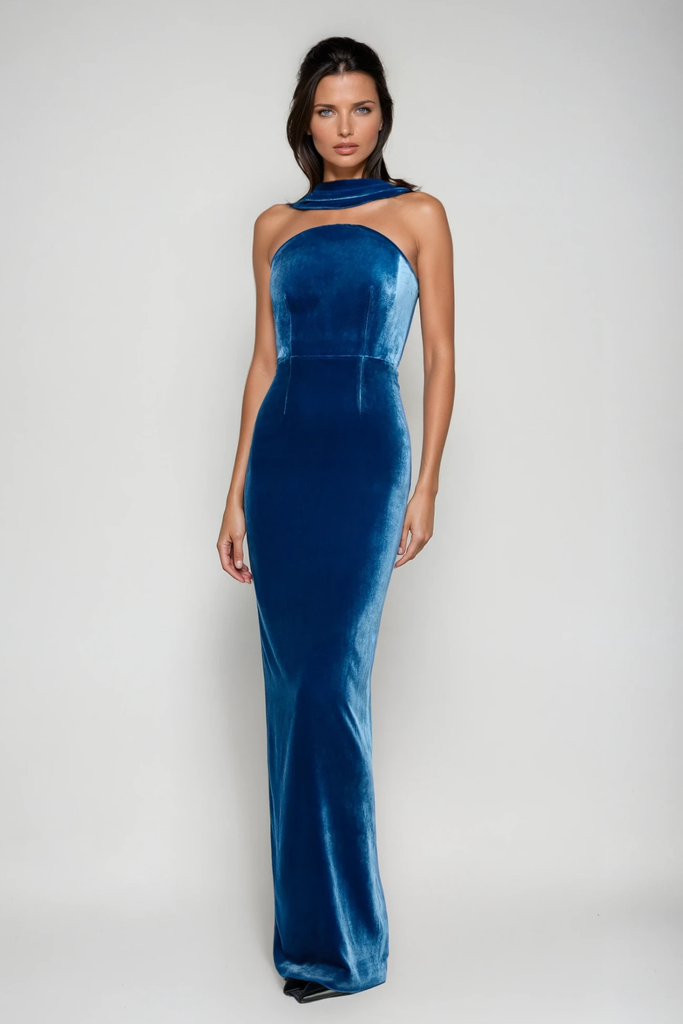 Argyro Ruch Backless Split Velvet Maxi Dress - Stylish beautiful dress for special occasions | Buy Online