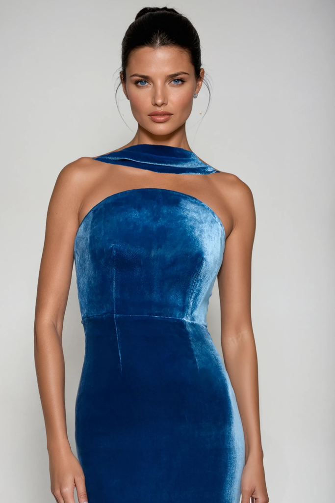 Argyro Ruch Backless Split Velvet Maxi Dress - Stylish beautiful dress for special occasions | Buy Online