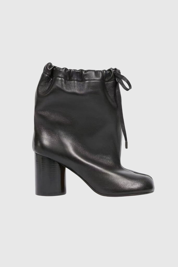 Shop  black dress - Perfect for special occasions | Ariadne Drawstring Lace Up Tabi Leather Boots In Black