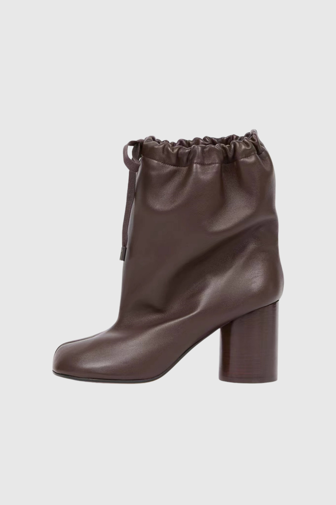 Shop  beautiful dress - Perfect for special occasions | Ariadne Drawstring Lace Up Tabi Leather Boots In Brwon