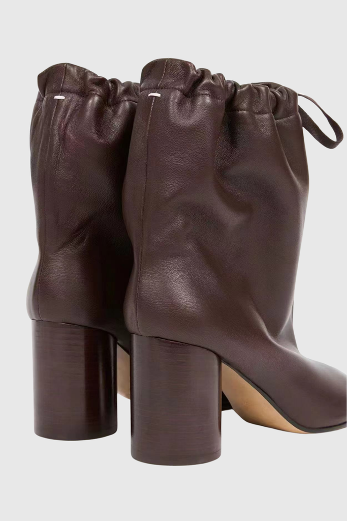 Shop  beautiful dress - Perfect for special occasions | Ariadne Drawstring Lace Up Tabi Leather Boots In Brwon