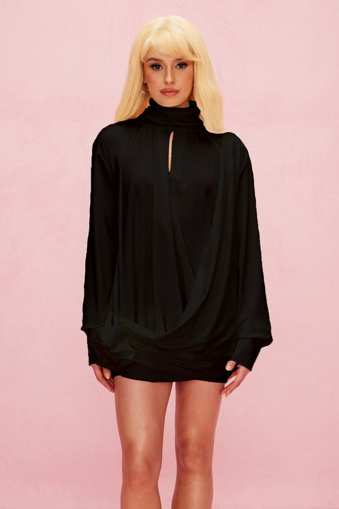 Shop  black dress - Perfect for special occasions | Ariella Flower Cutout Mesh Ruch Mini Dress In Black