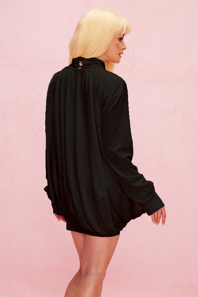 Stylish black dress | Ariella Flower Cutout Mesh Ruch Mini Dress In Black - Ideal for special occasions