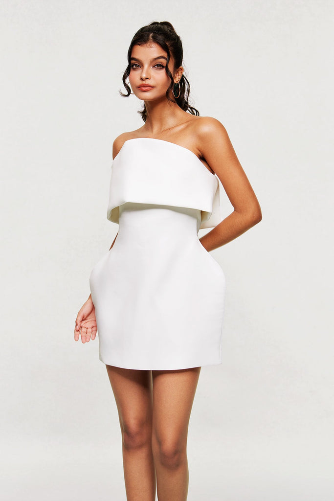 Stylish white dress | Arien Strapless Deconstruct Mini Dress In White - Ideal for special occasions