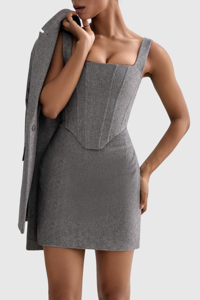 Stylish beautiful dress | Armenb Corset Skirt Three Piece Set - Grey - Ideal for special occasions