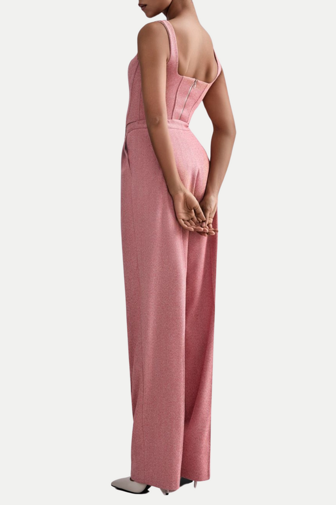 Armenb Lapel Strapless Three Piece Set - Pink - Stylish pink dress for special occasions | Buy Online