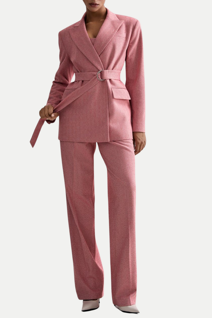 Stylish pink dress | Armenb Lapel Strapless Three Piece Set - Pink - Ideal for special occasions