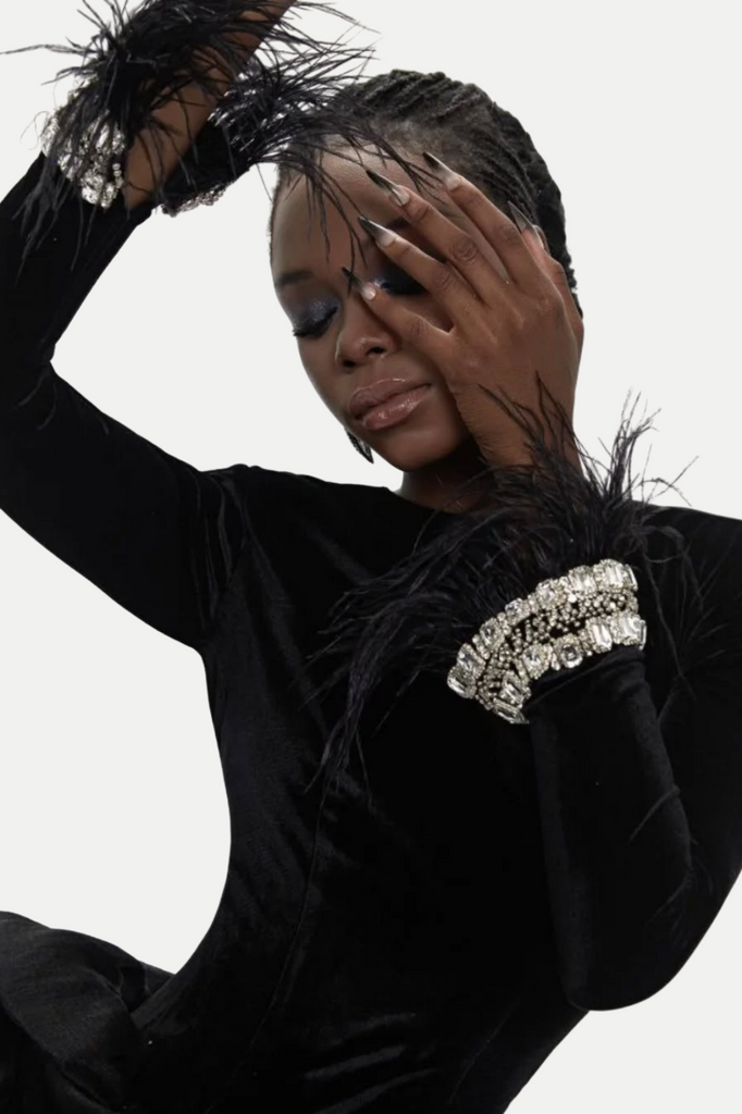 Shop  beautiful dress - Perfect for special occasions | Aruba Rhinestone Feather Mini Bandage Dress