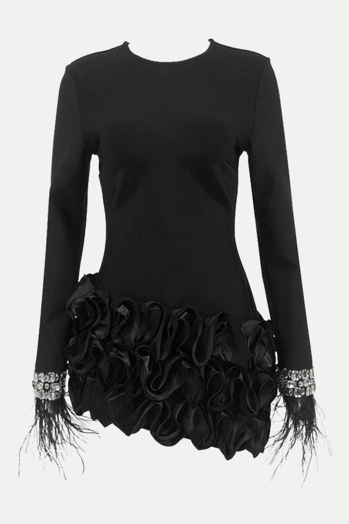 Stylish beautiful dress | Aruba Rhinestone Feather Mini Bandage Dress - Ideal for special occasions