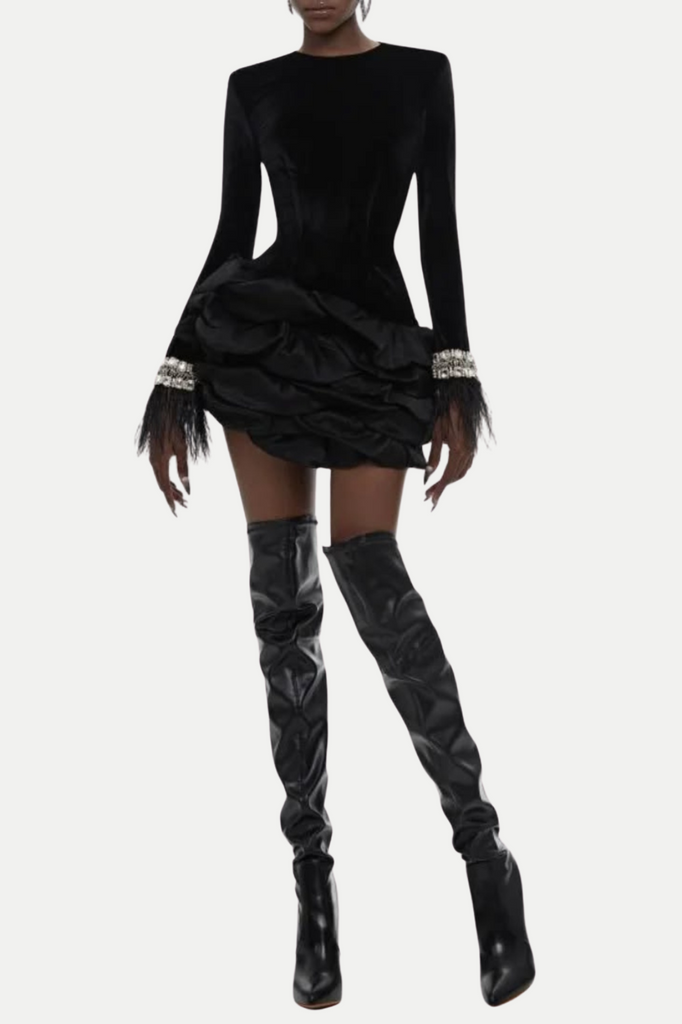 Shop  beautiful dress - Perfect for special occasions | Aruba Rhinestone Feather Mini Bandage Dress