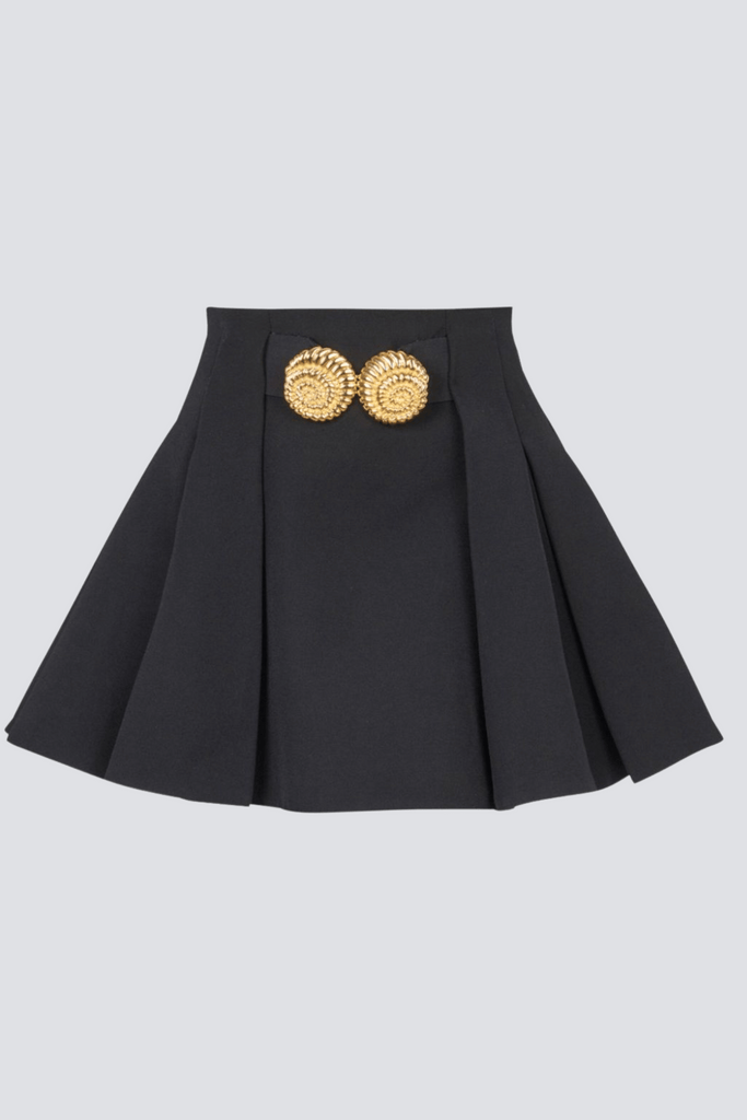 Stylish black mini | Asina Gold Buttoned Mini Skirt - Black - Ideal for special occasions