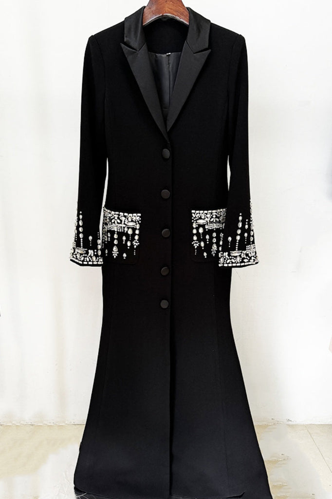 Aurora Crystal Embellished Blazer Maxi Dress - Stylish beautiful dress for special occasions | Buy Online