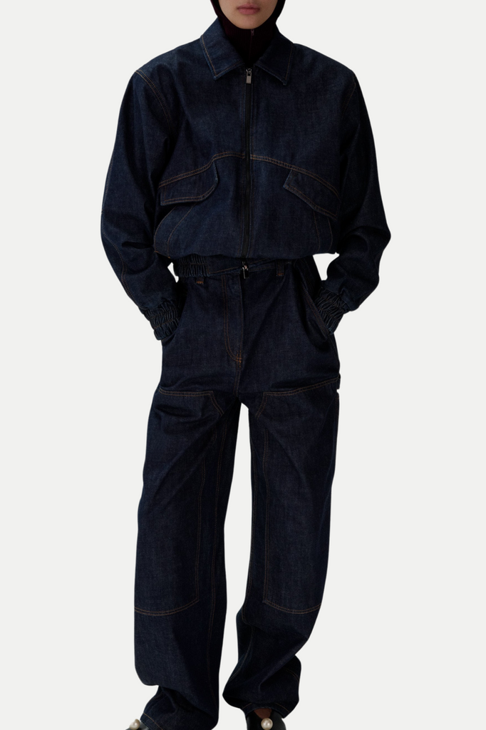 Austyan Denim Bomber Jacket - Stylish beautiful dress for special occasions | Buy Online