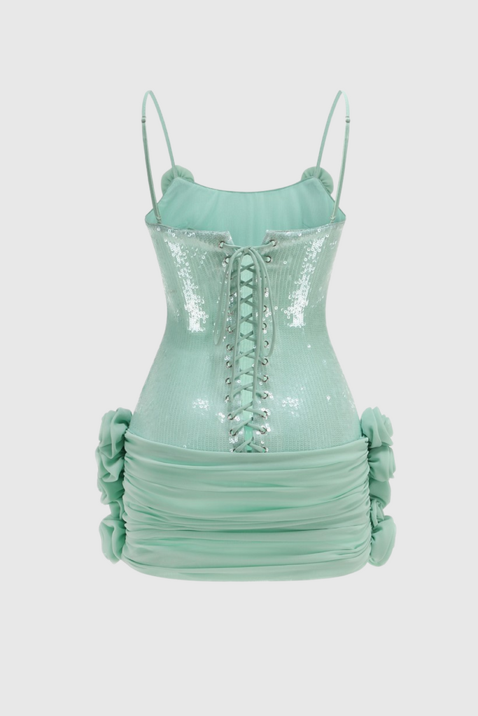 Stylish beautiful dress | Azadeh Foral Sequin Ruched Mini Dress - Ideal for special occasions