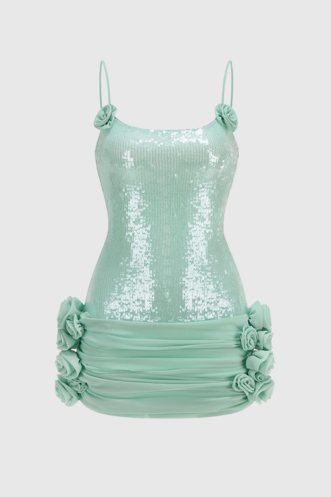 Stylish beautiful dress | Azadeh Foral Sequin Ruched Mini Dress - Ideal for special occasions