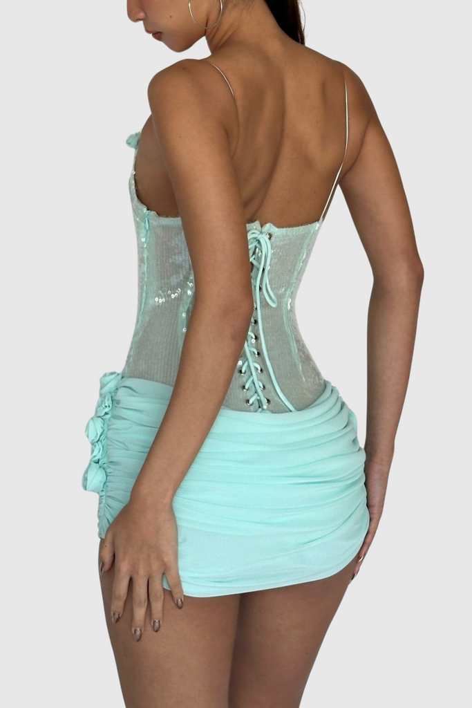 Stylish beautiful dress | Azadeh Foral Sequin Ruched Mini Dress - Ideal for special occasions