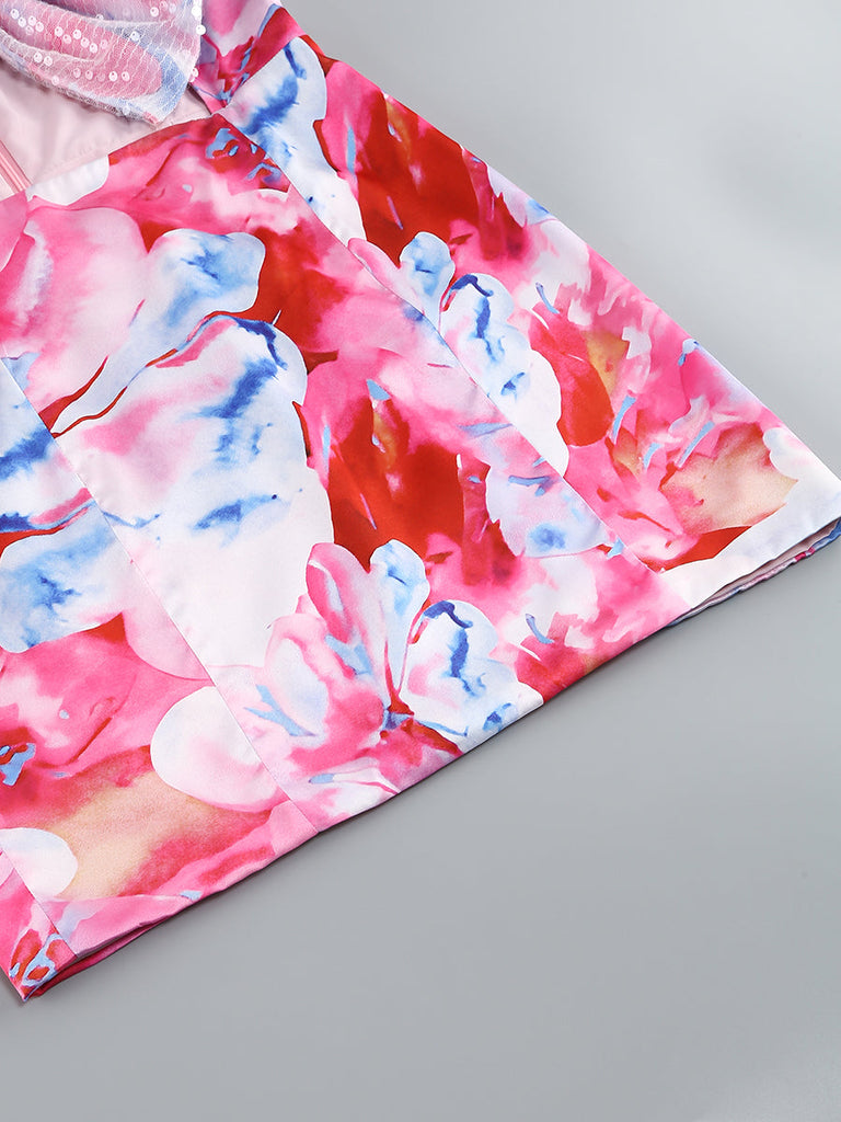 STRAPLESS LARGE BOW DECORATED PRINTED HIP MINI DRESS - Stylish beautiful dress for special occasions | Buy Online