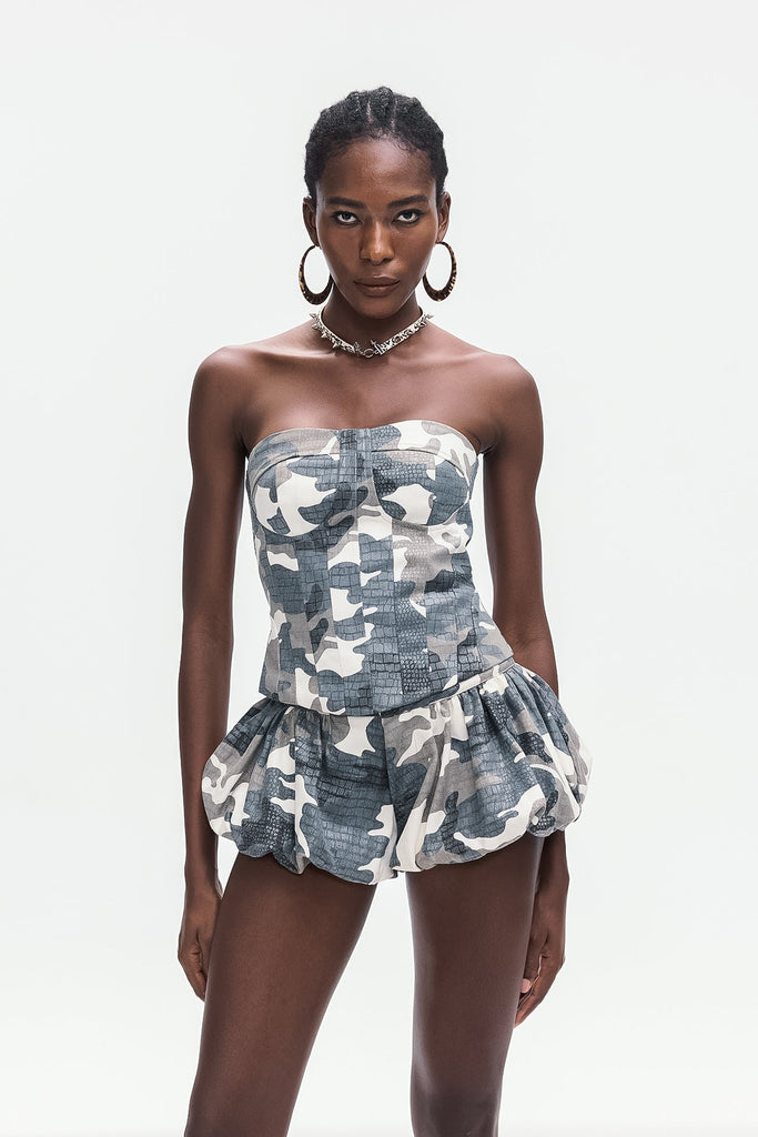 Shop  beautiful dress - Perfect for special occasions | Baara Camouflage Print Corset Lace Up Skirt Set