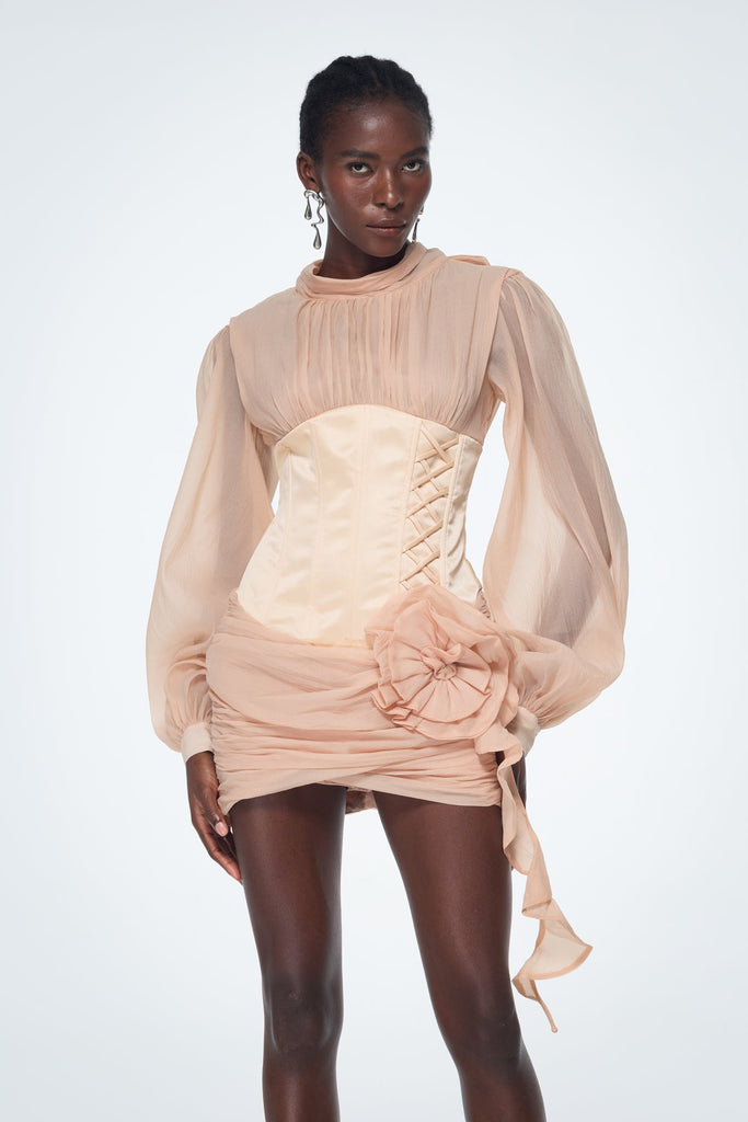 Shop  beautiful dress - Perfect for special occasions | Baard Corset Mesh Flower Ruch Mini Dress
