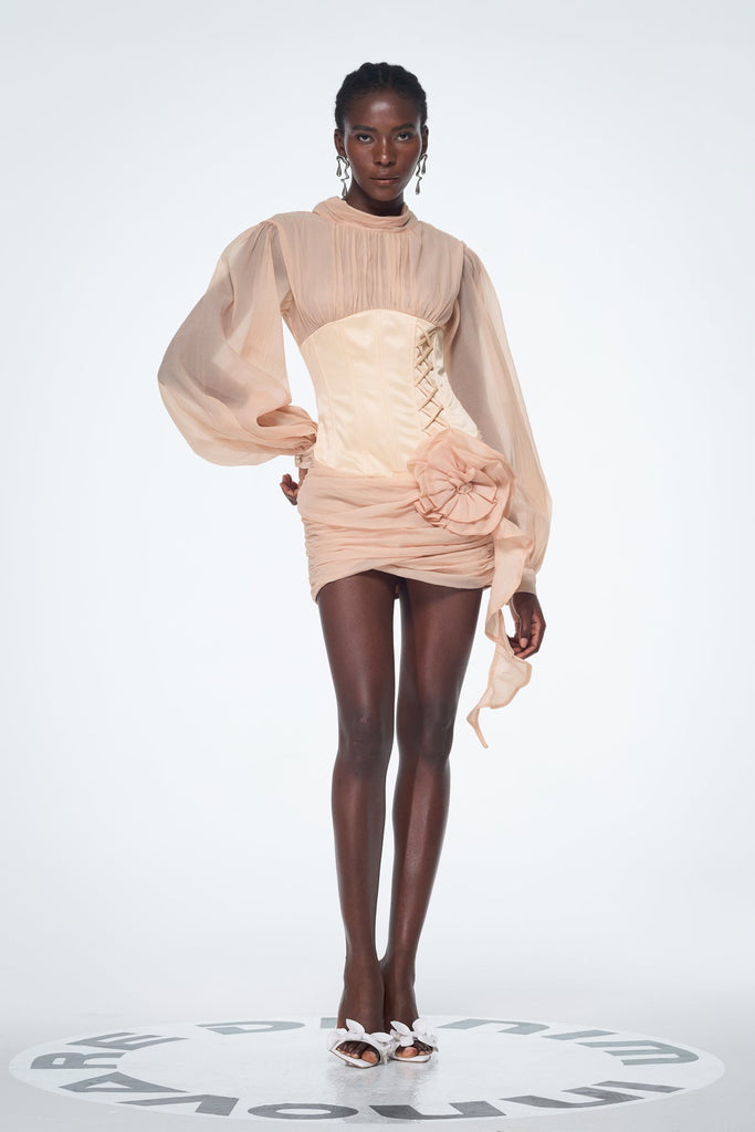 Shop  beautiful dress - Perfect for special occasions | Baard Corset Mesh Flower Ruch Mini Dress