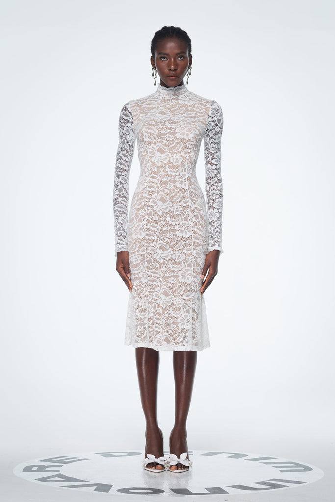 Babatunde Lace Floral Bodycon Midi Dress - Stylish beautiful dress for special occasions | Buy Online