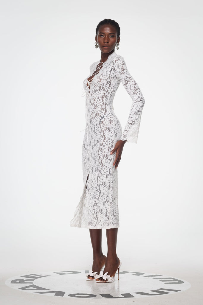 Stylish beautiful dress | Babirye Plunge Lace Split Maxi Dress - Ideal for special occasions