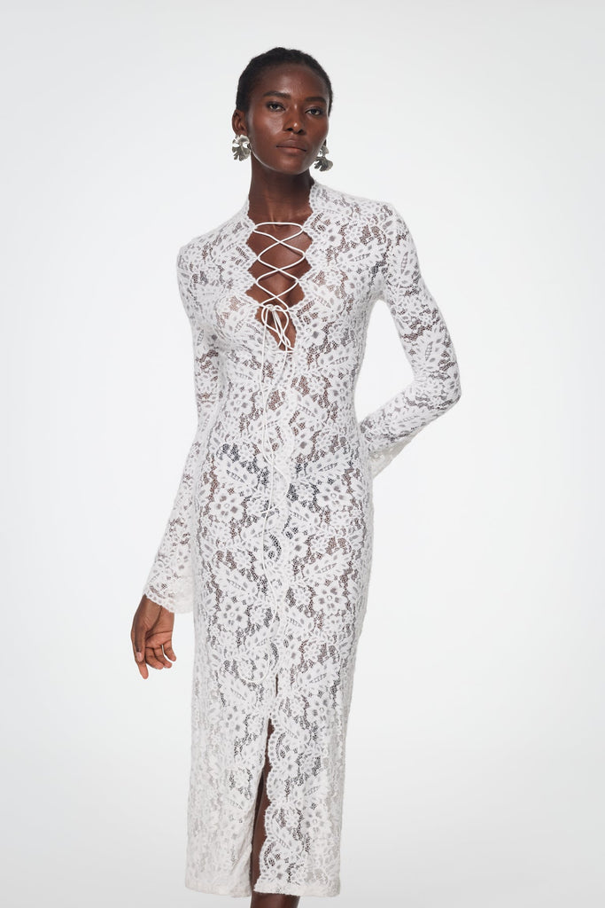 Babirye Plunge Lace Split Maxi Dress - Stylish beautiful dress for special occasions | Buy Online