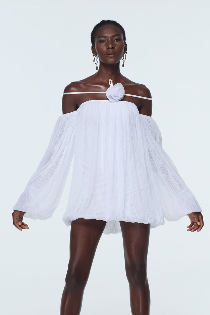 Stylish beautiful dress | Babs Balloon Sleeve Mesh Mini Dress - Ideal for special occasions