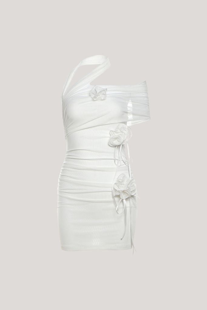 Babylas One Shoulder Flower Mini Dress - Stylish beautiful dress for special occasions | Buy Online