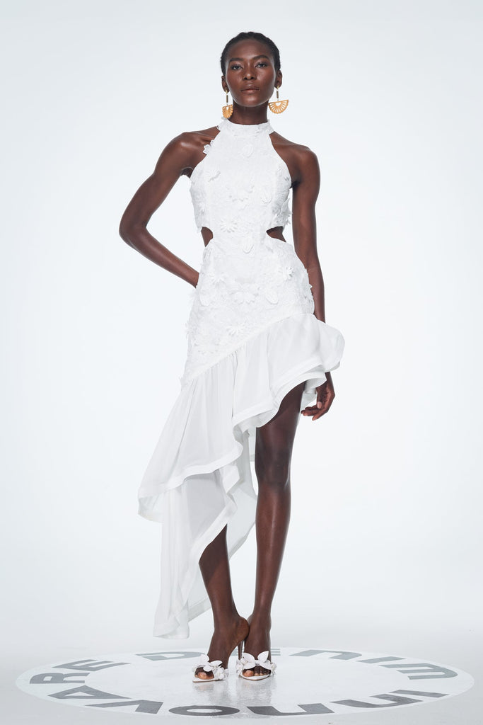 Bacchus Cutout Flower Asymmetric Mini Dress - Stylish beautiful dress for special occasions | Buy Online