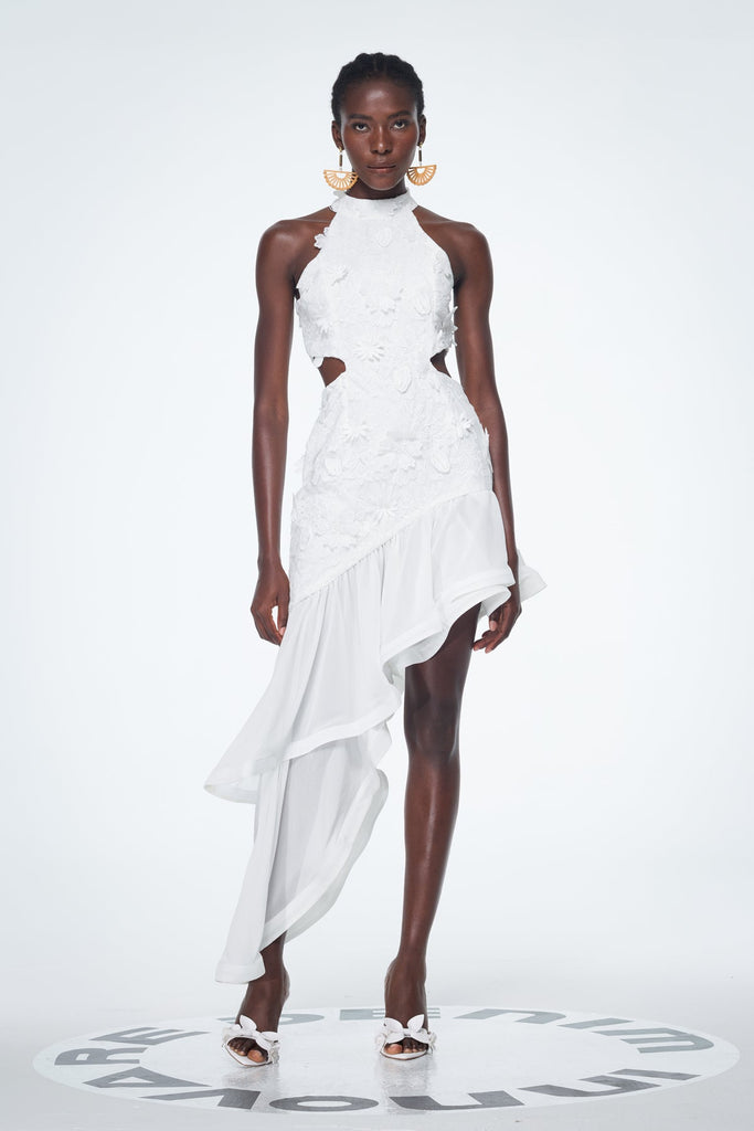 Stylish beautiful dress | Bacchus Cutout Flower Asymmetric Mini Dress - Ideal for special occasions