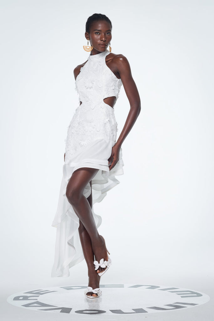 Bacchus Cutout Flower Asymmetric Mini Dress - Stylish beautiful dress for special occasions | Buy Online