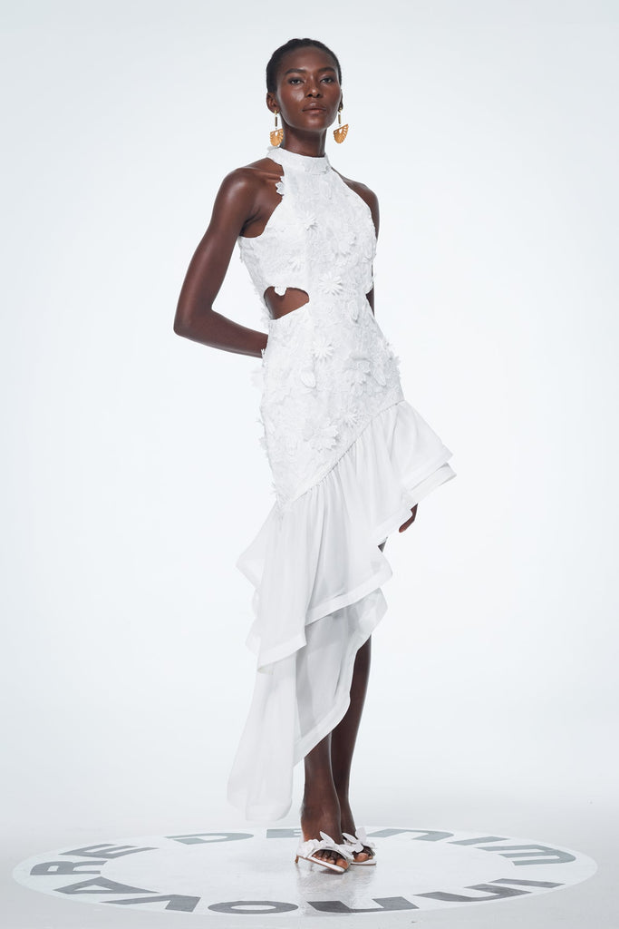 Shop  beautiful dress - Perfect for special occasions | Bacchus Cutout Flower Asymmetric Mini Dress