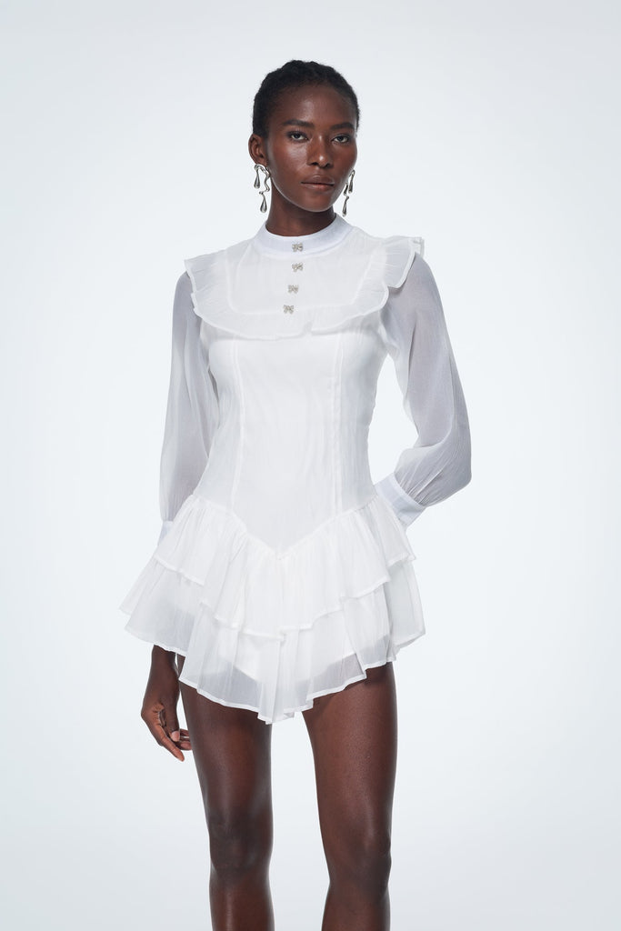 Shop  beautiful dress - Perfect for special occasions | Badr Balloon Sleeve Mesh Mini Dress