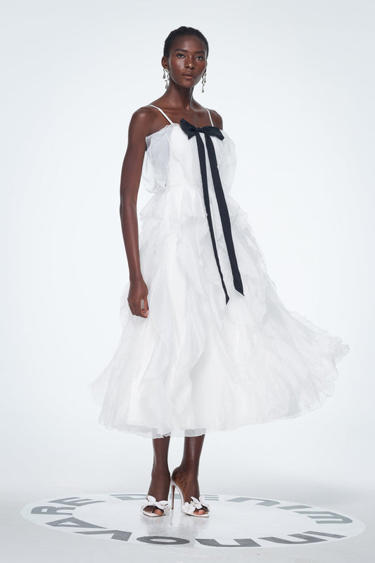 Badri Bow Ruffle Maxi Dress