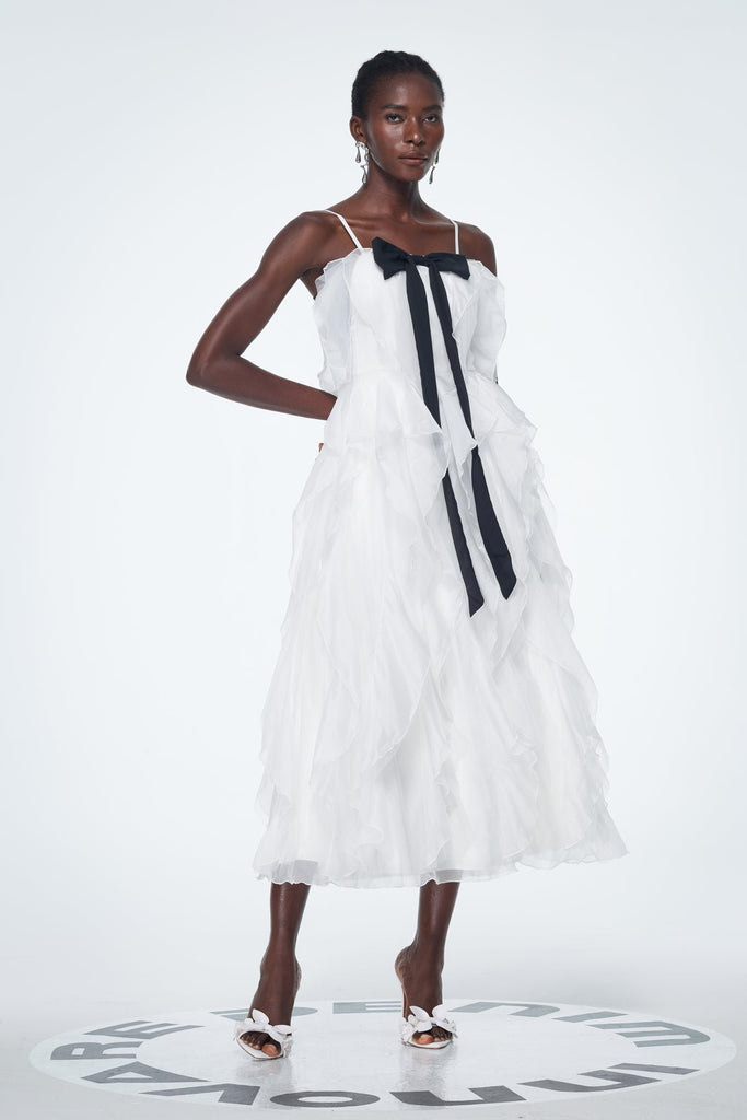 Badri Bow Ruffle Maxi Dress - Stylish beautiful dress for special occasions | Buy Online