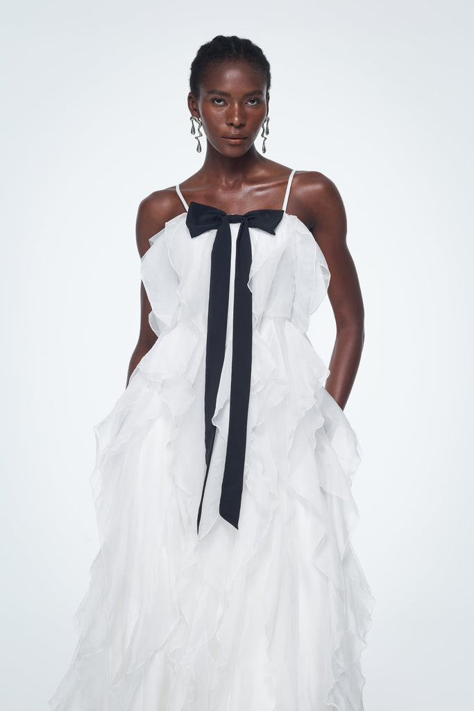 Stylish beautiful dress | Badri Bow Ruffle Maxi Dress - Ideal for special occasions