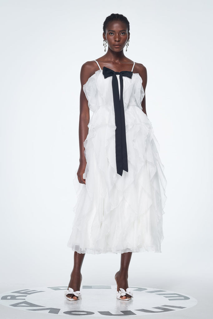 Stylish beautiful dress | Badri Bow Ruffle Maxi Dress - Ideal for special occasions