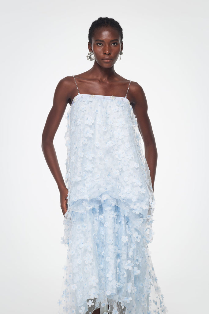 Baduhilt Mesh Flower Strapless Maxi Dress - Stylish beautiful dress for special occasions | Buy Online