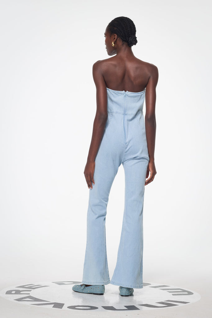 Stylish beautiful dress | Badulf Strapless Flower Bleached Jumpsuit - Ideal for special occasions