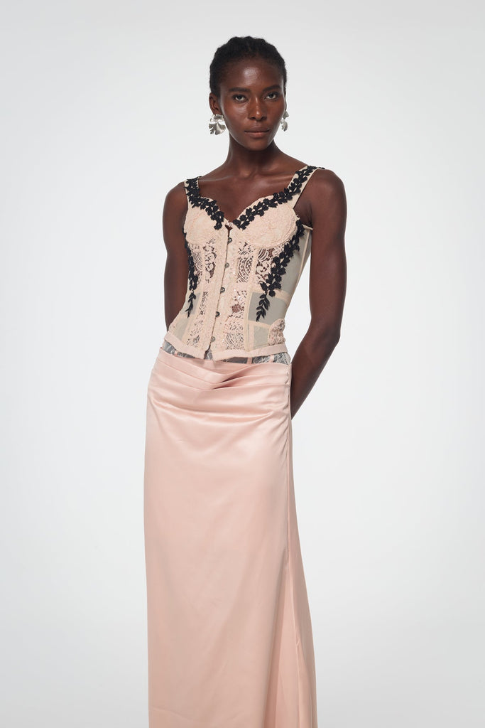 Bahadır Lace Corset Satin Skirt Set - Stylish beautiful dress for special occasions | Buy Online