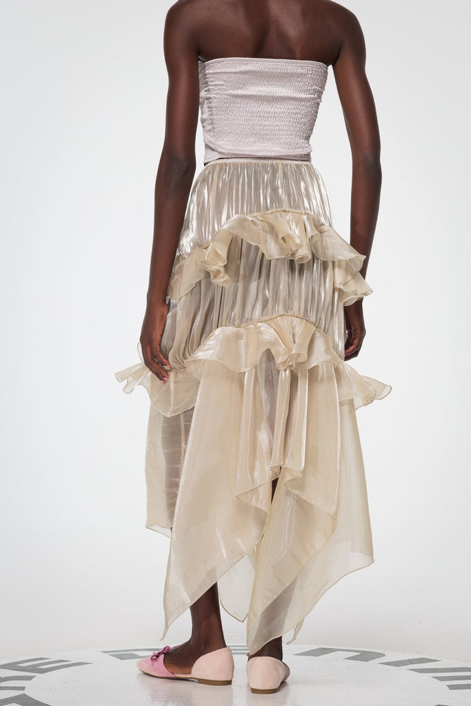 Shop  beautiful maxi - Perfect for special occasions | Bahati Ruffle Asymmetric Maxi Skirt